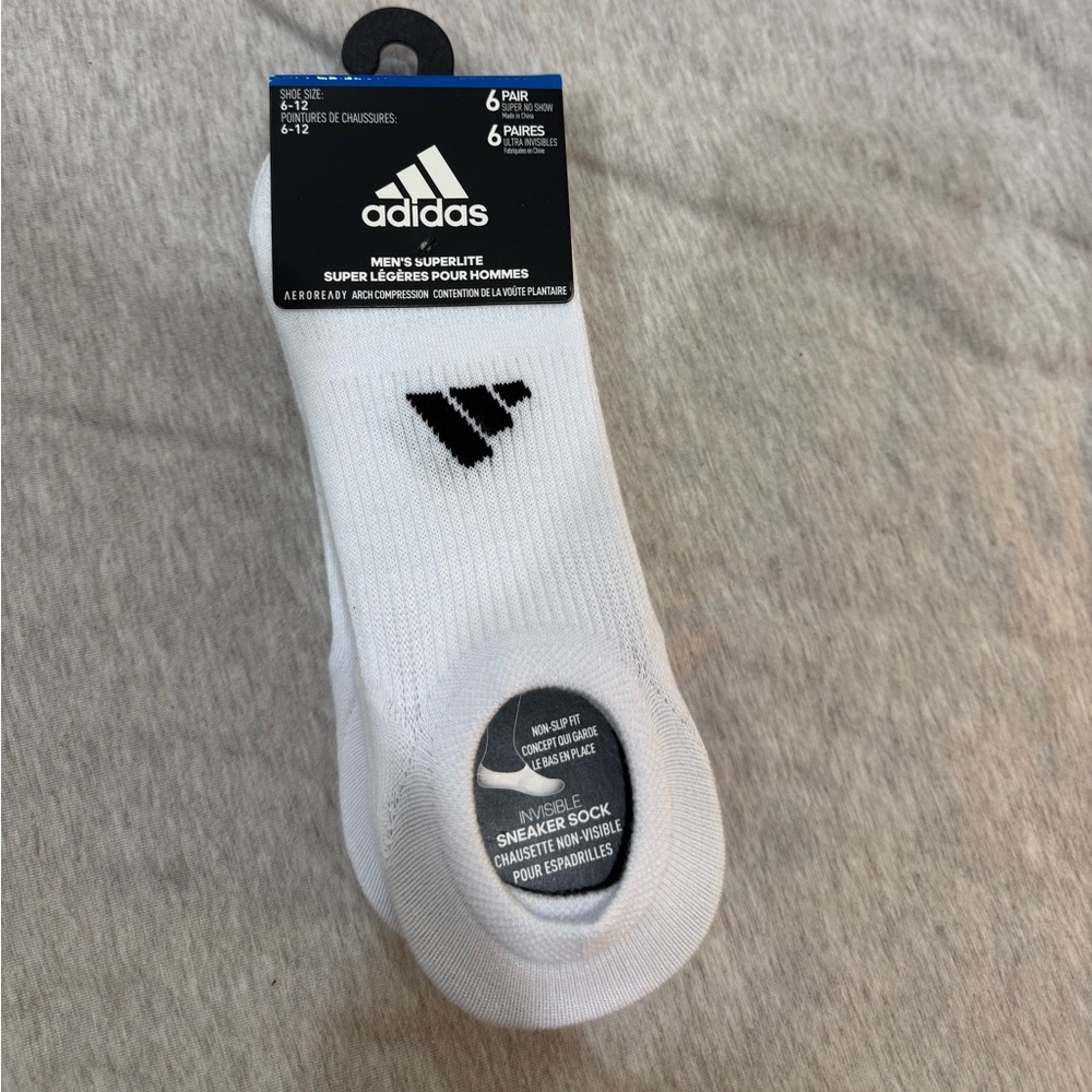 ADIDAS NO SHOW SOCKS WHITE BRAND NEW - Picture 2 of 4